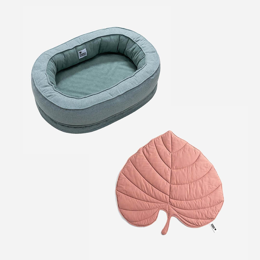 Leaf Shape Dog Blanket With Donut Dog Bed