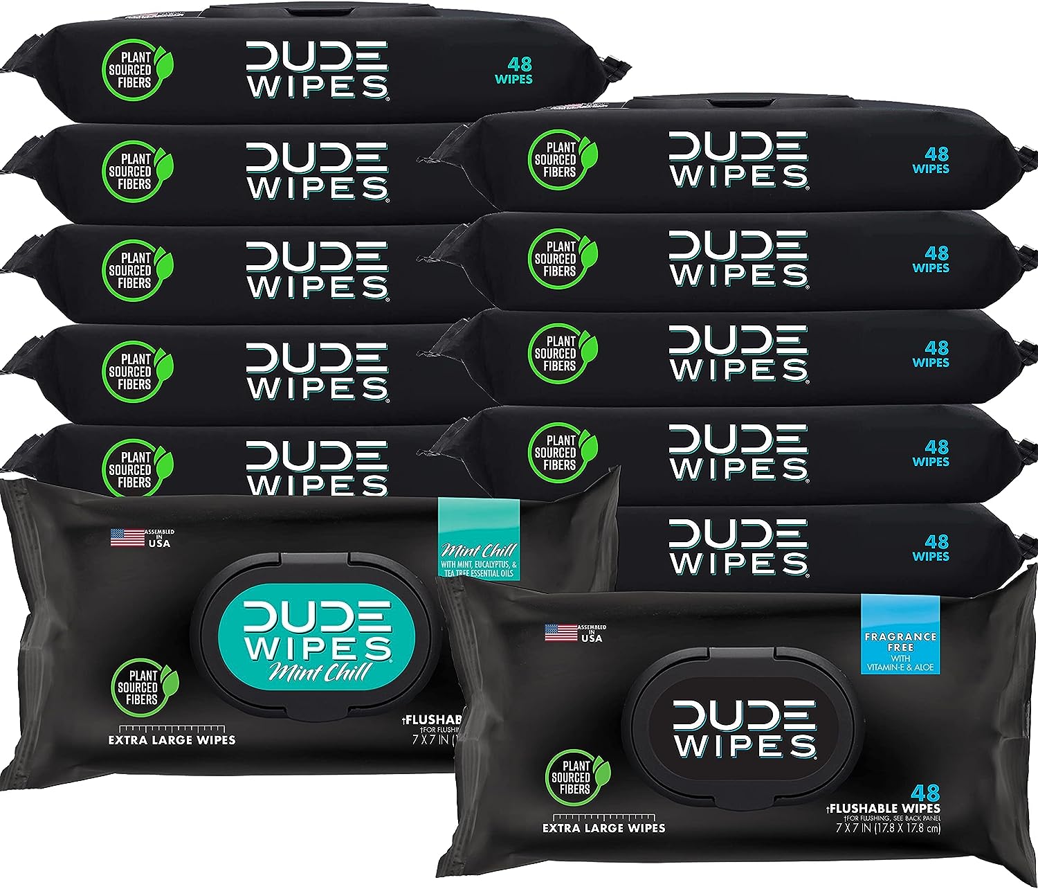 DUDE Wipes - Flushable Wipes - 144 Wipes - Unscented Extra-Large Adult Wet Wipes - Vitamin-E & Aloe for at-Home Use - Septic and Sewer Safe, 48 Count (Pack of 3)