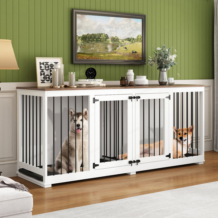 Large Dog Crate Furniture With Tray And Divider