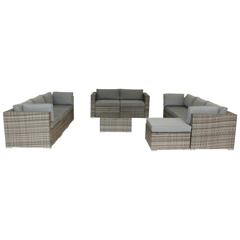 Epley Wicker/Rattan 9 - Person Seating Group with Cushions