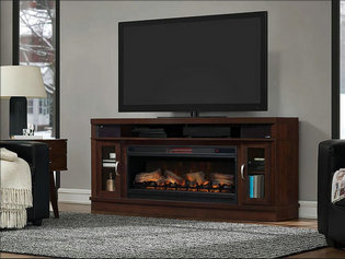 Deerfield Electric Fireplace Entertainment Center in Antique Brown Cherry - 42MMS90151-PC84