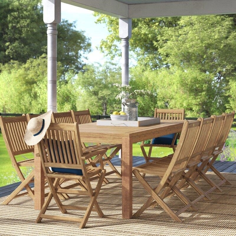 Decastro Rectangular 10 - Person 87'' Long Teak Dining Set
