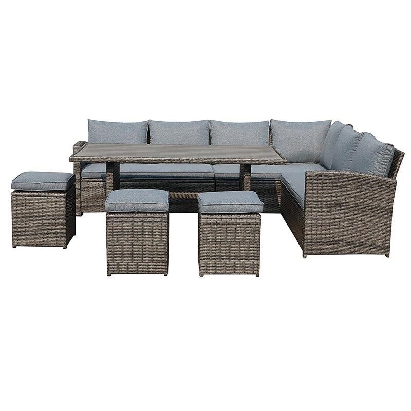 Binpal 7 Piece Rattan Sectional Seating Group with Cushions