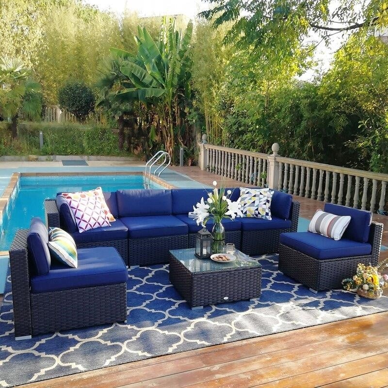 Connally Wicker/Rattan 8 - Person Seating Group with Cushions