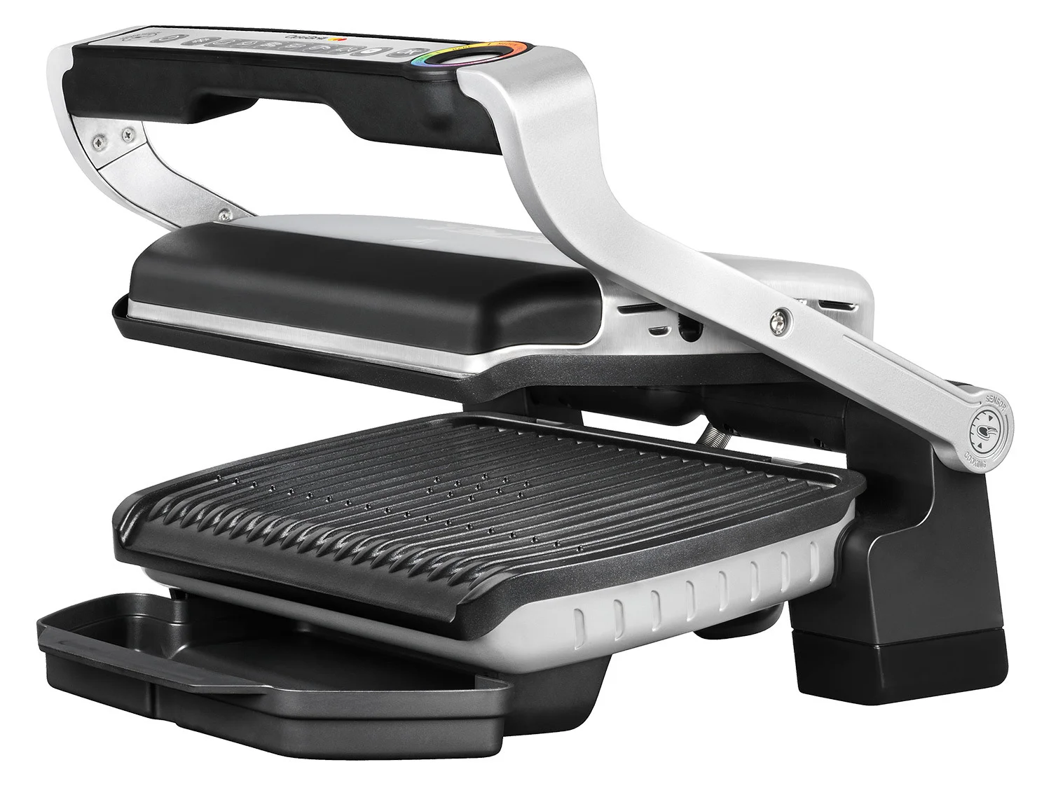Tefal Optigrill GC705D with operating menu on the handle