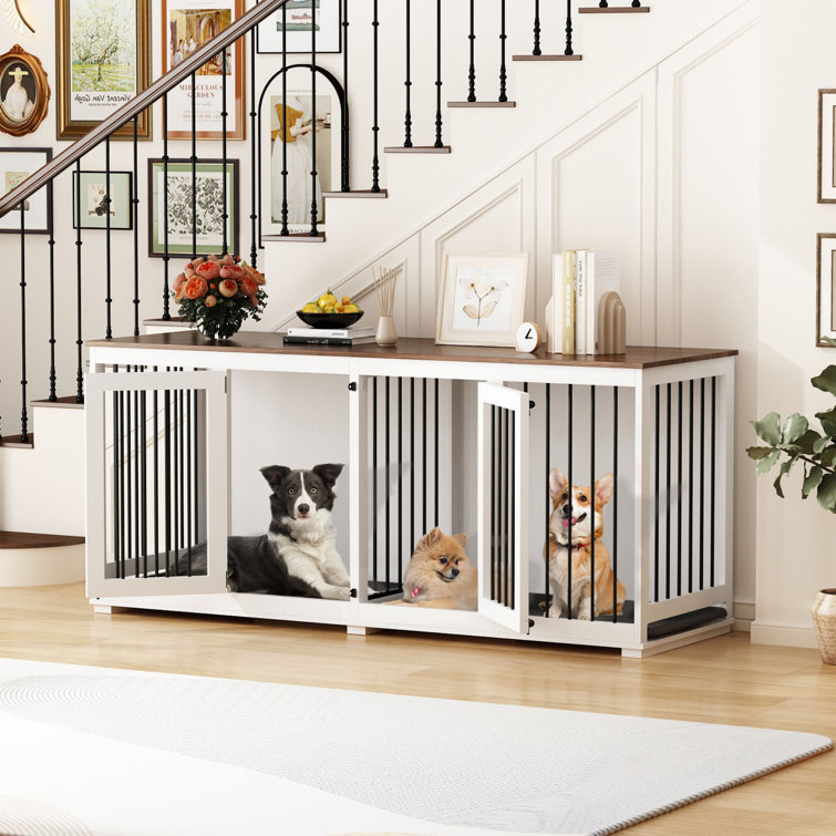 Large Dog Crate Furniture With Tray And Divider