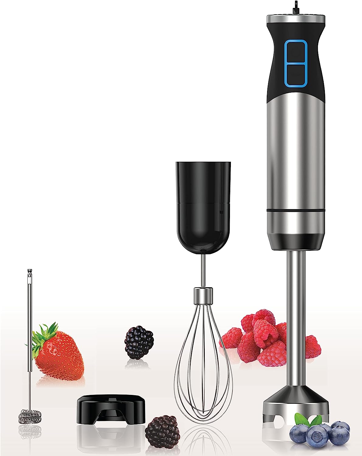 New 2023 Sofanci Immersion Electric Hand Held Stick Blender 3-in-1 Hand Blender 12-Speed with Turbo Mode 800W Full Copper Motor Titanium Stainless Steel Blades to Blend, Puree, Whisk & Froth