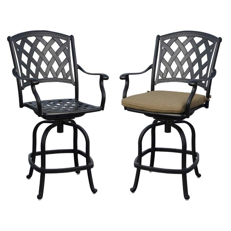 Miltenberger Round 6 - Person 60'' Long Bar Height Dining Set with Cushions