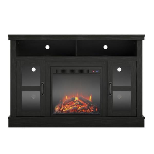 Helmsdale 47.2 in. Electric Corner TV Stand with Fireplace for TVs up to 54 in. Black Oak