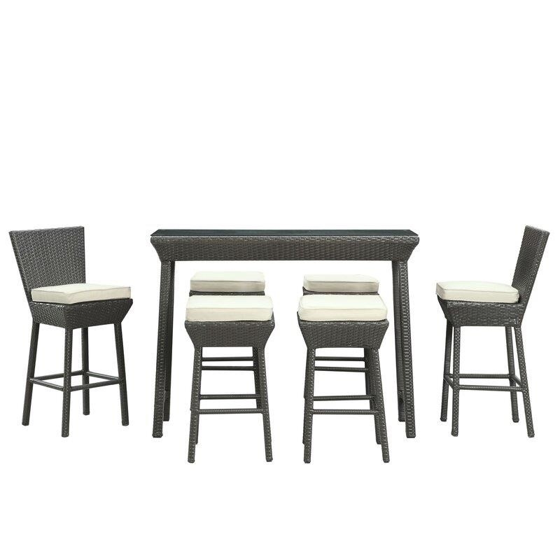 Rectangular 6 - Person 51'' Long Bar Height Dining Set with Cushions