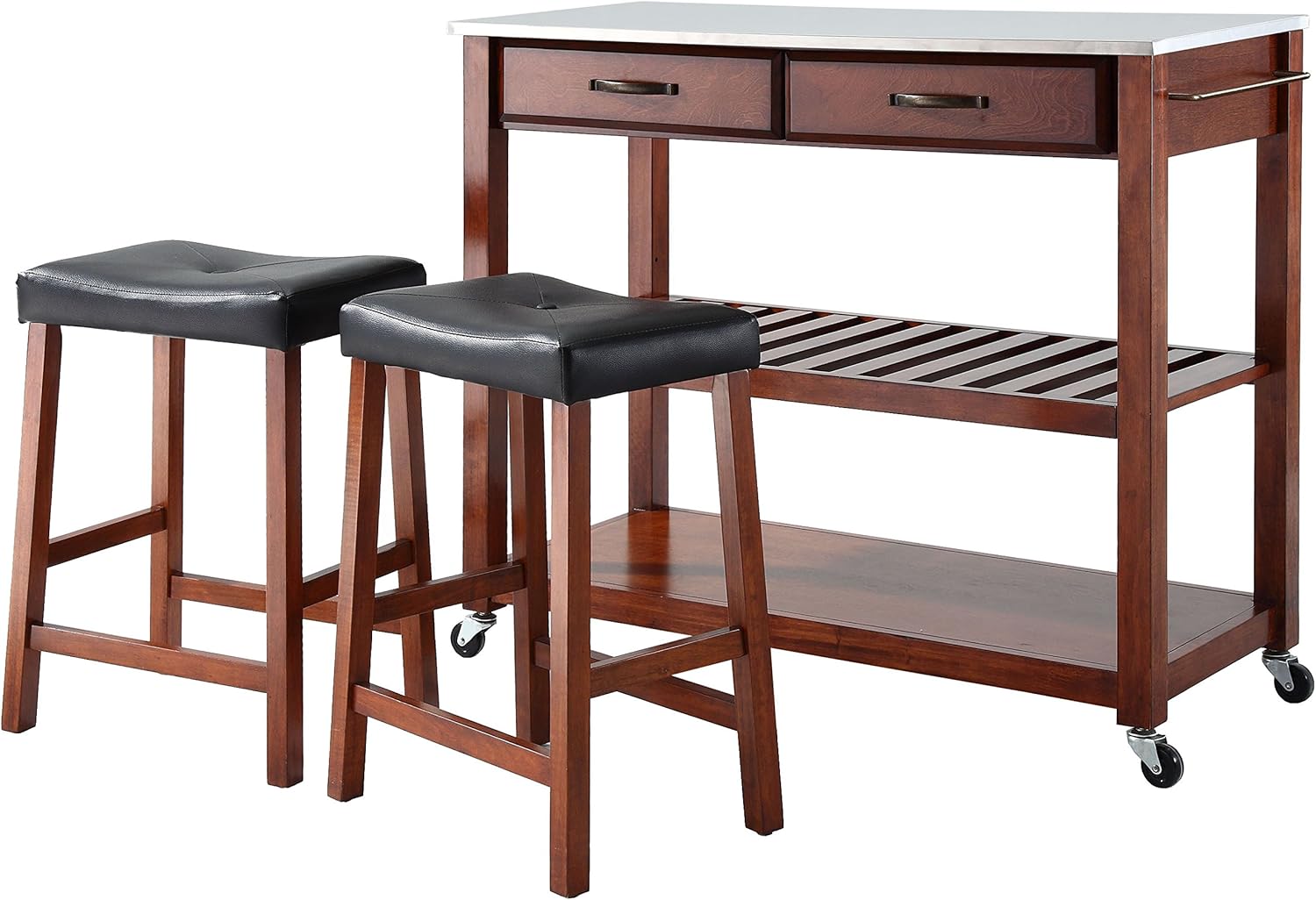 Crosley Furniture Portable Kitchen Cart with Stainless Steel Top - Black