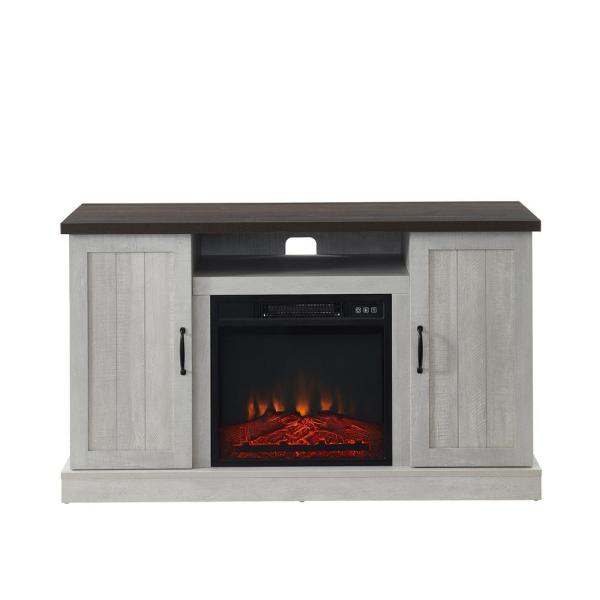 48 in. W Freestanding Wooden Storage Electric Fireplace TV Stand in White Fits TVs up to 55 in.