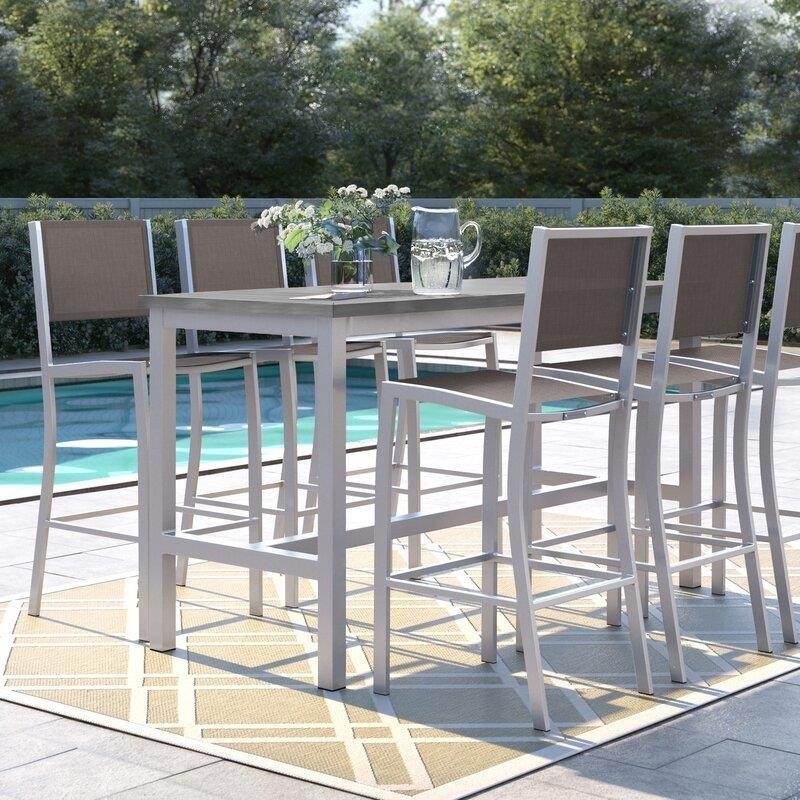 Mckinnon Rectangular 6 - Person 73'' Long Aluminum Bar Height Dining Set