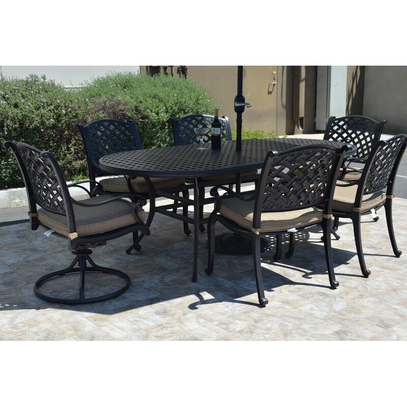 Middleburgh Oval 6 - Person 86'' Long Dining Set with Cushions