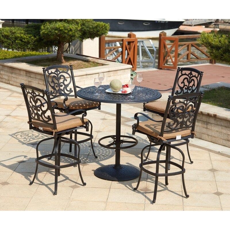 Batista Round 4 - Person 42'' Long Aluminum Bar Height Dining Set with Cushions