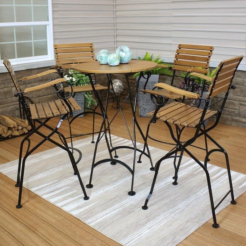 Maleah Round 4 - Person 28'' Long Bar Height Dining Set