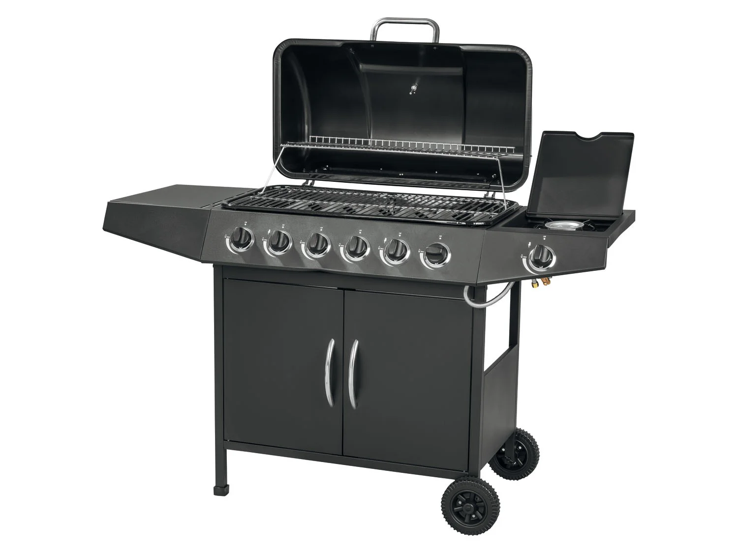 GRILLMEISTER gas grill trolley, 6plus1 burner, 17.3 kW