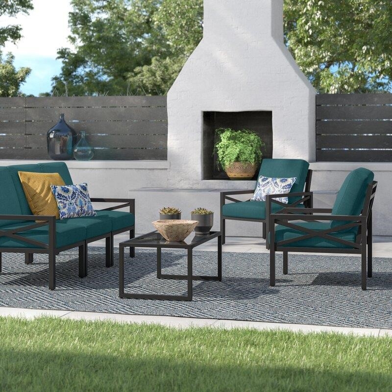 Cormac Metal 5 - Person Seating Group with Cushions