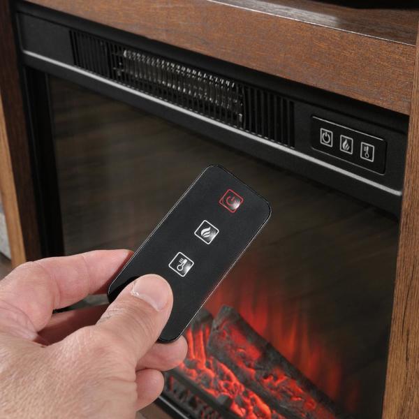 47.48 in. W Vintage Oak TV Console with Fireplace