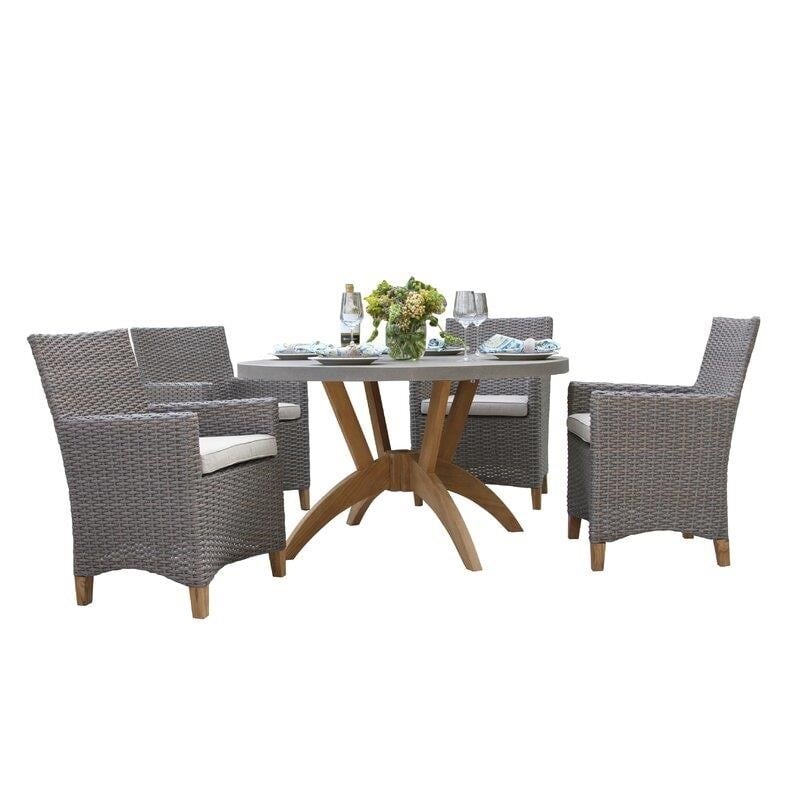 Carter Round 4 - Person 52'' Long Dining Set with Cushions