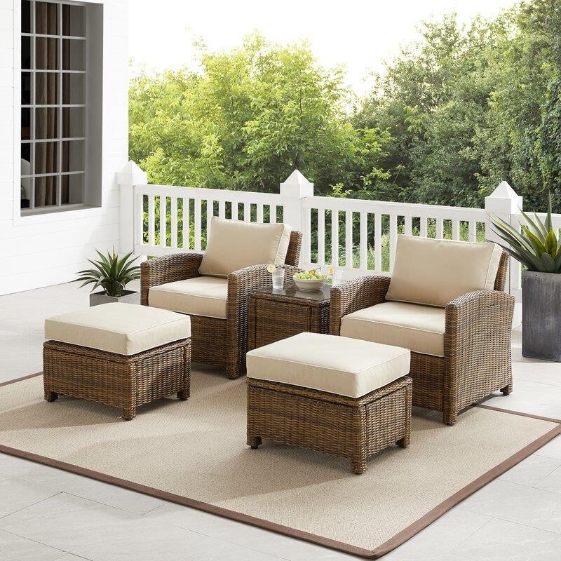 Kestner Wicker/Rattan 2 - Person Seating Group with Cushions