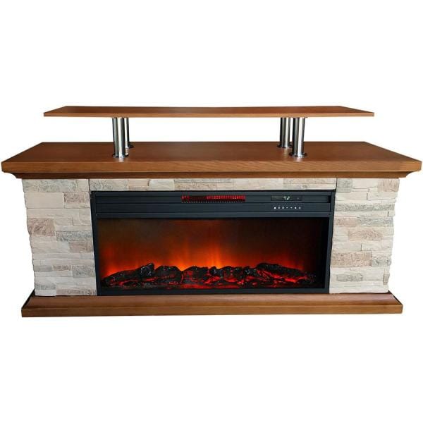 60 in. Infrared Electric Media Fireplace in Brown