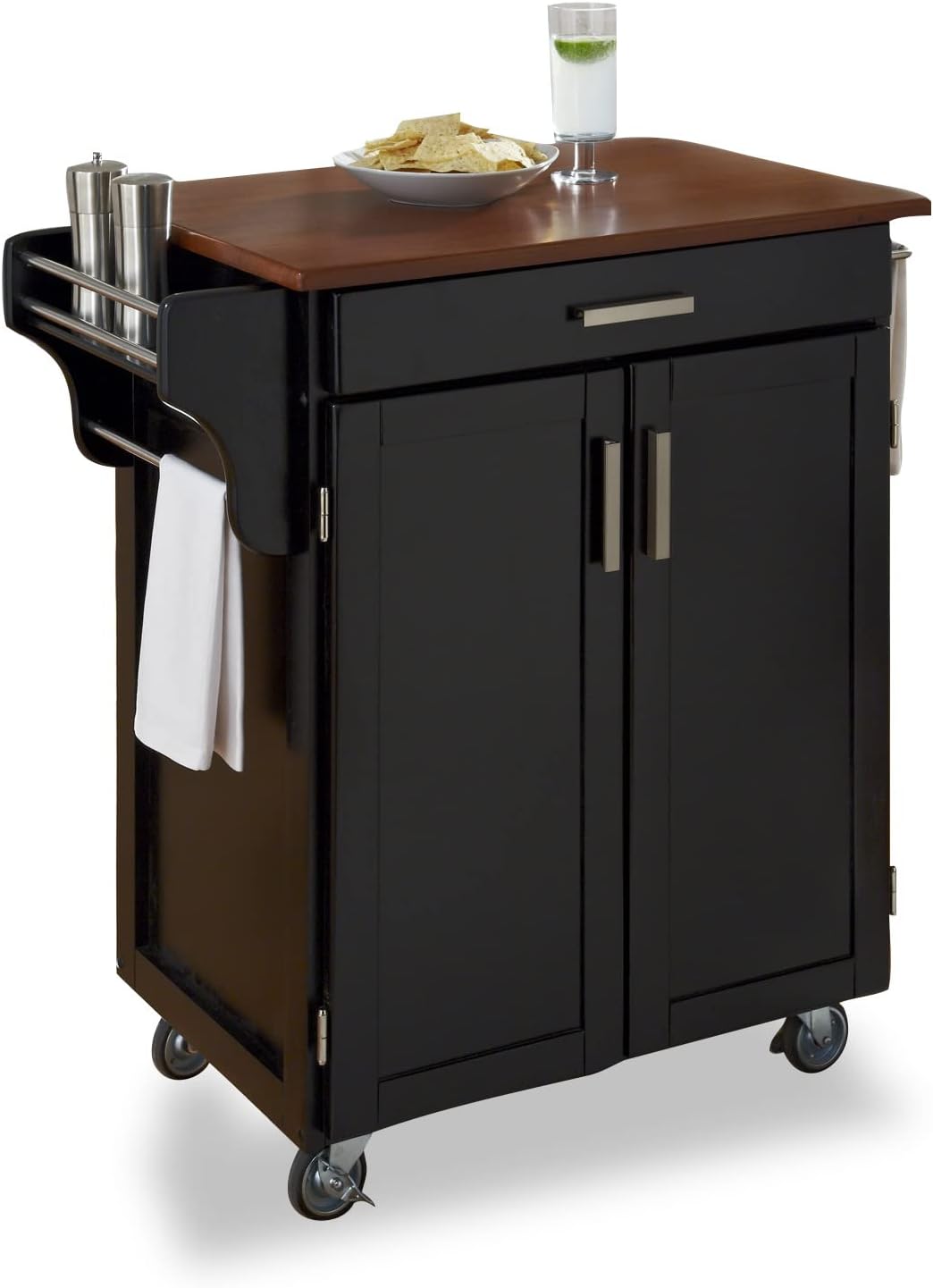 Homestyles Cuisine Kitchen Cart, Cherry, Oak Top