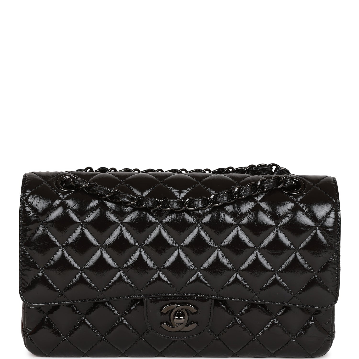 Chanel Classic Flag Bag Medium Classic Double Flap Bag SO Black Crumpled Calfskin Black Hardware