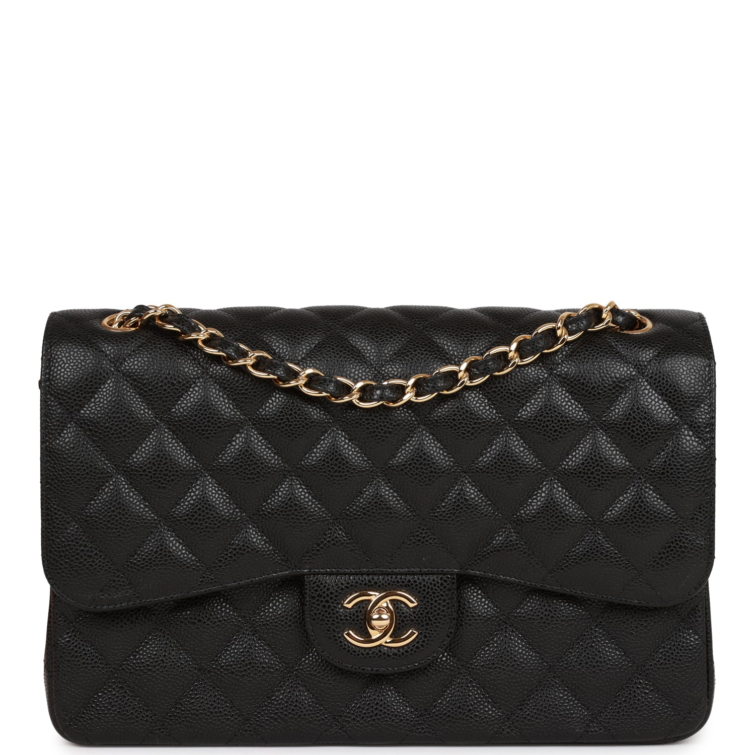 CHANEL Caviar Quilted Jumbo Double Flap Black 30CM(Perfect Replica)