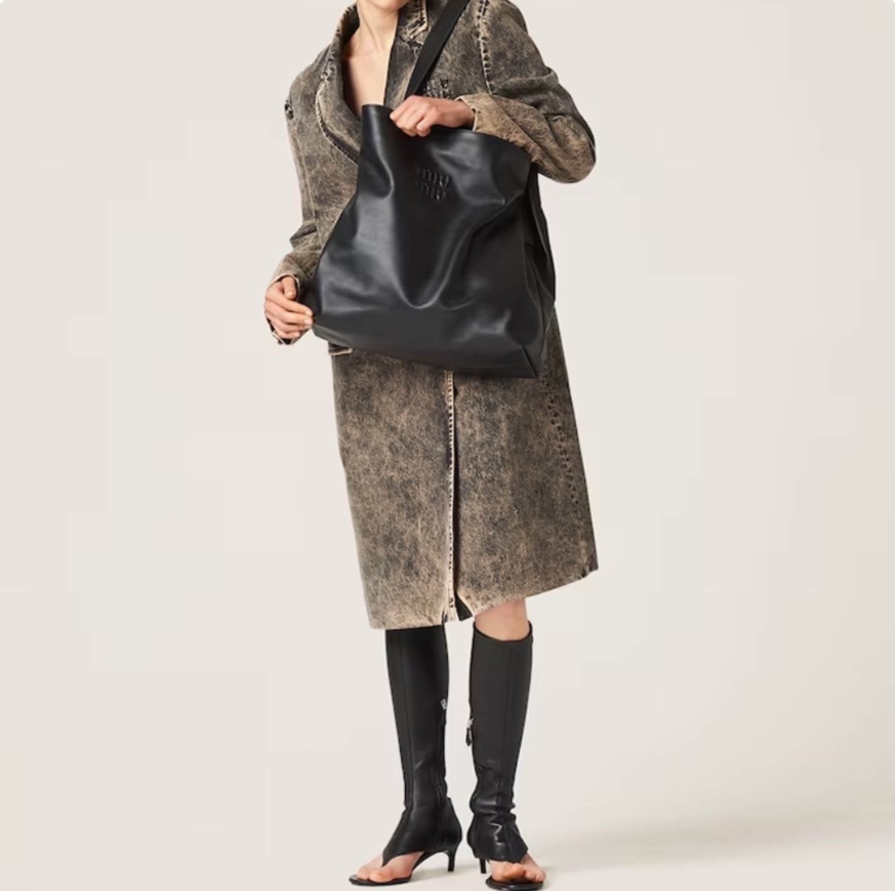 MIU MIU Hobo Leather Shoulder Handbag（Perfect Replica）