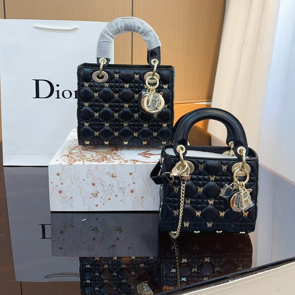 Dior Lady Dior Butterfly Rivet Lambskin Bags  (Perfect Replica)
