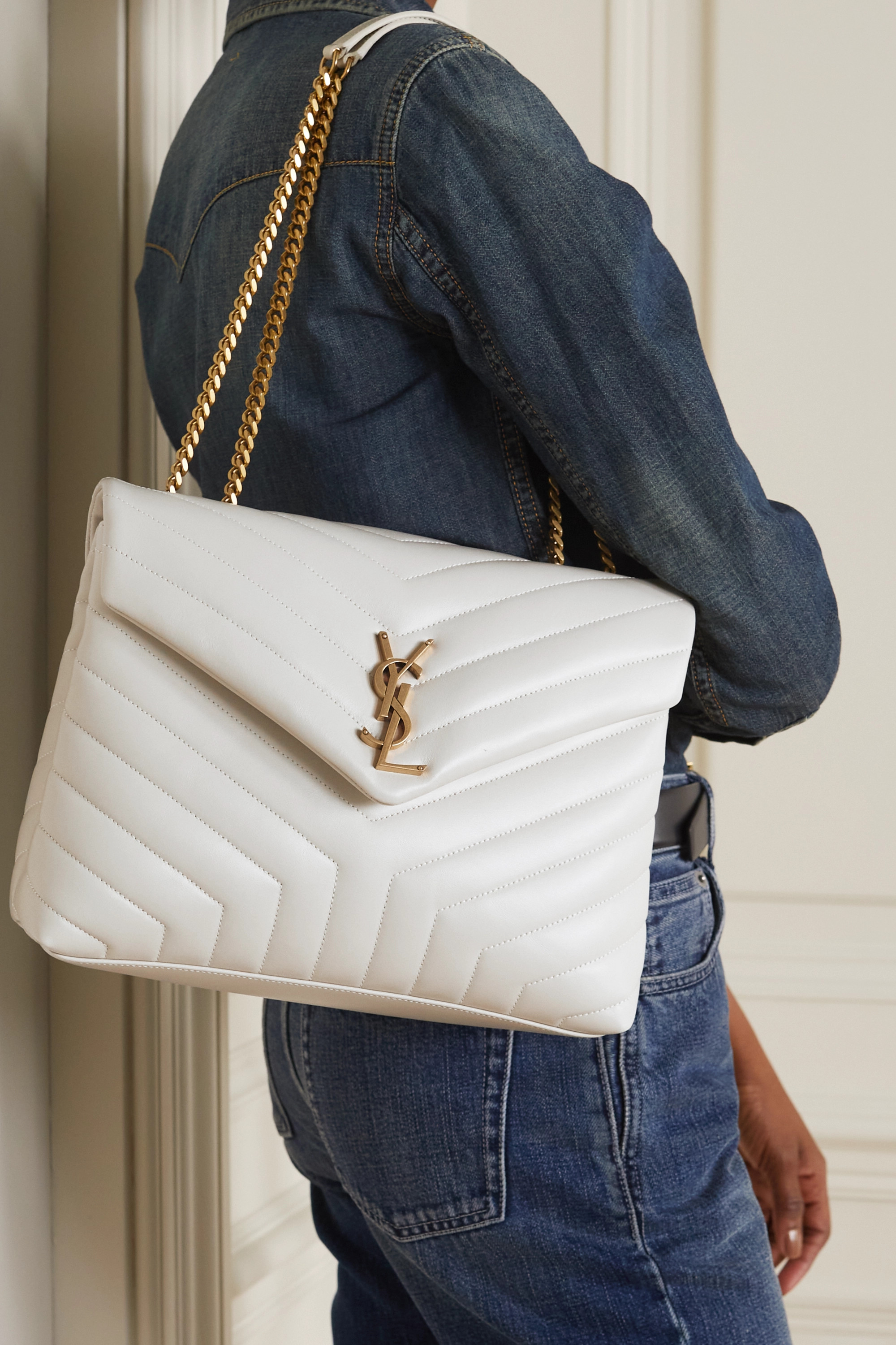 SAINT LAURENT YSL Loulou medium quilted leather shoulder bag white(Perfect Replica)