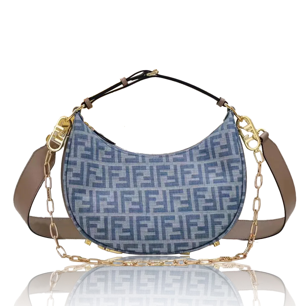 Fendi graphy Small Light blue FF denim fabric bag (Perfect Replica)