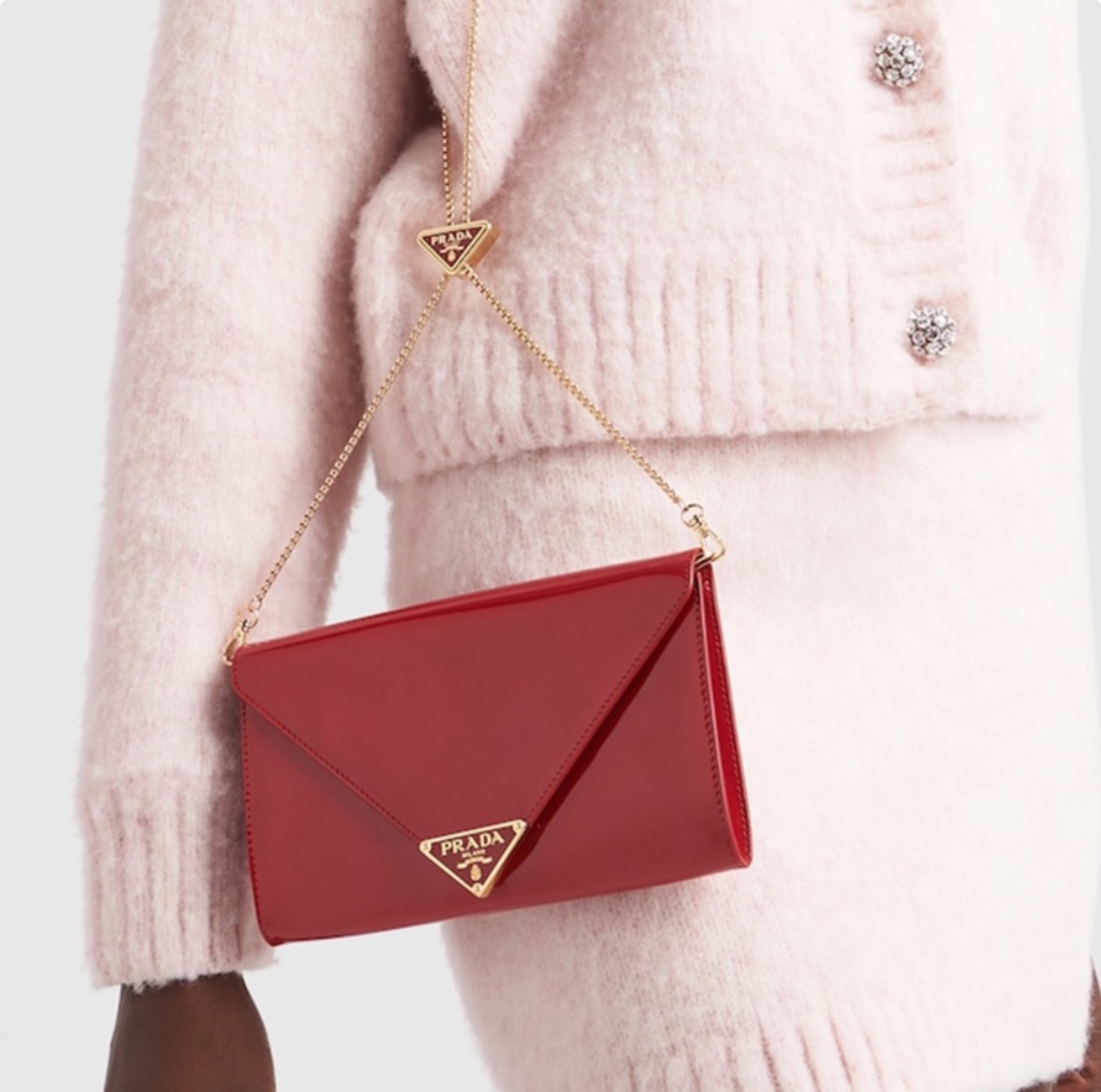 Prada  Leather Clutch Shoulder Bag Handbag（Perfect Replica）