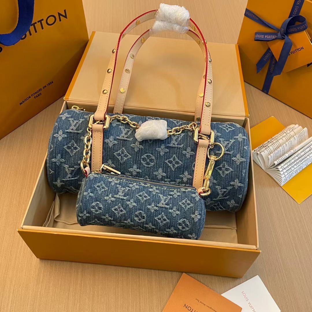 Louis Vuitton LV PAPILLON Denim Handbag(Perfect Replica)
