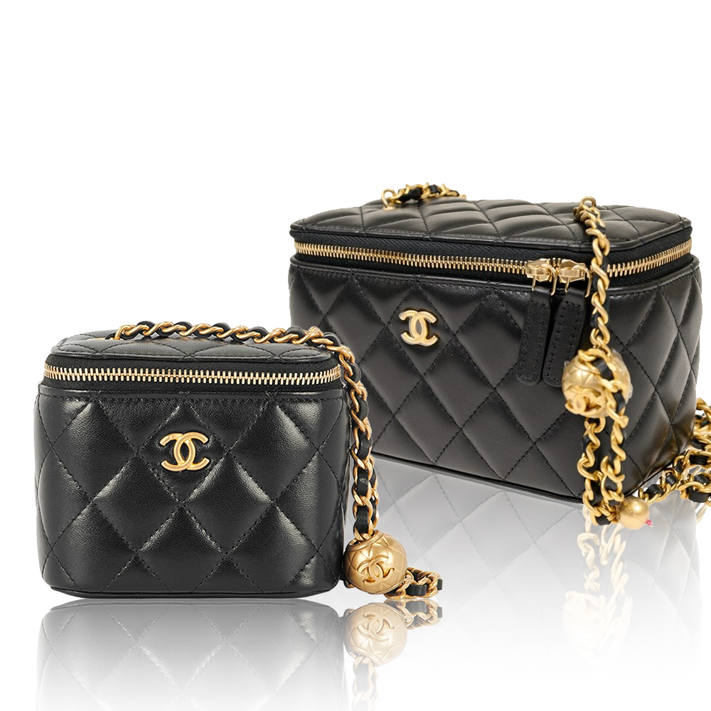 Chanel Double Golden-Ball Makeup Box Black(Perfect Replica)