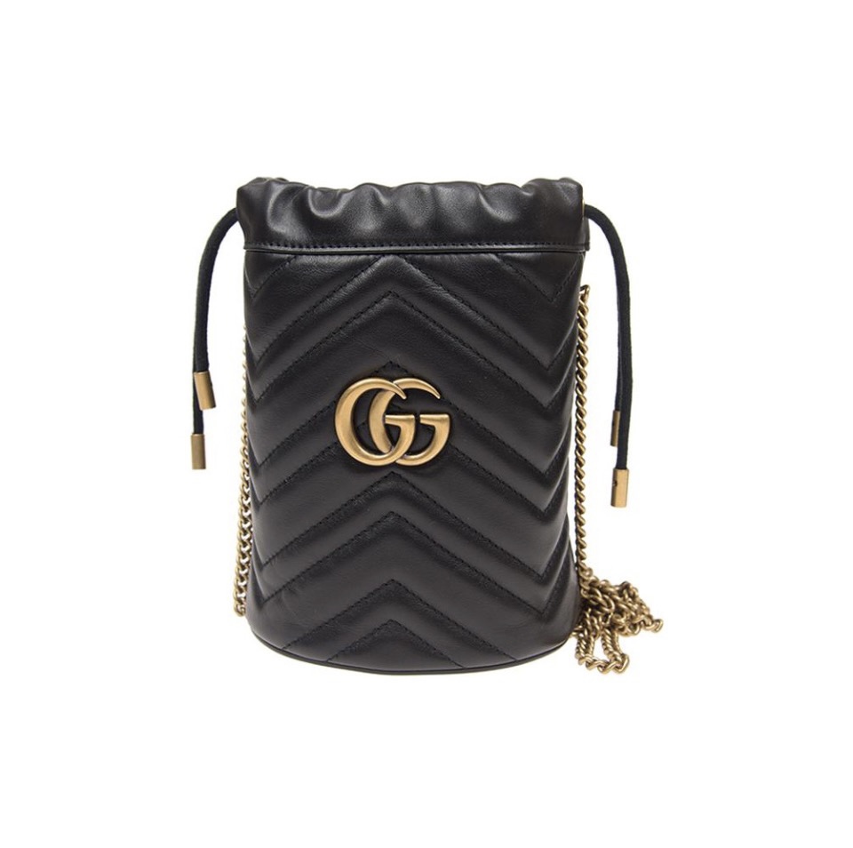 Gucci Marmont Drawstring Leather Bucket Bag(Perfect Replica)