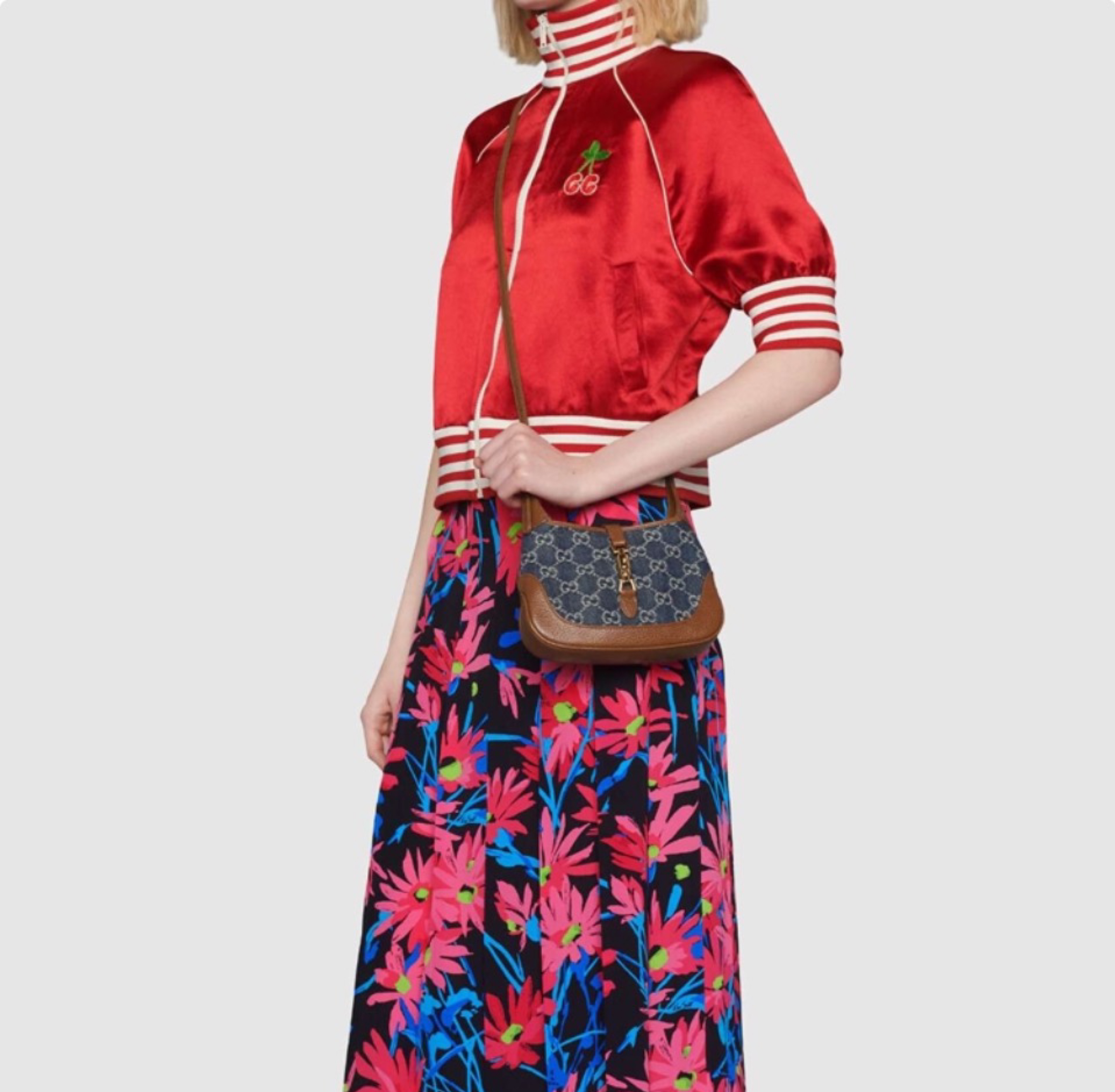 Gucci Jackie 1961 Canvas&Leather Shoulder Bags(Perfect Replica)