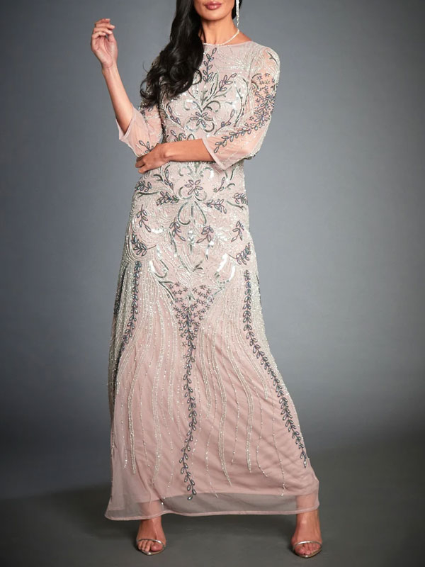 Exquisite and elegant beaded evening dress