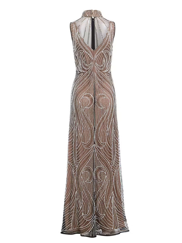 Sleeveless backless 20's Gatsby style evening dress