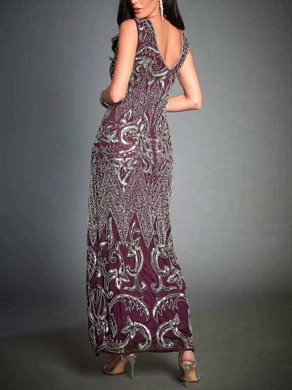 Deep v sexy 20's Gatsby style evening dress