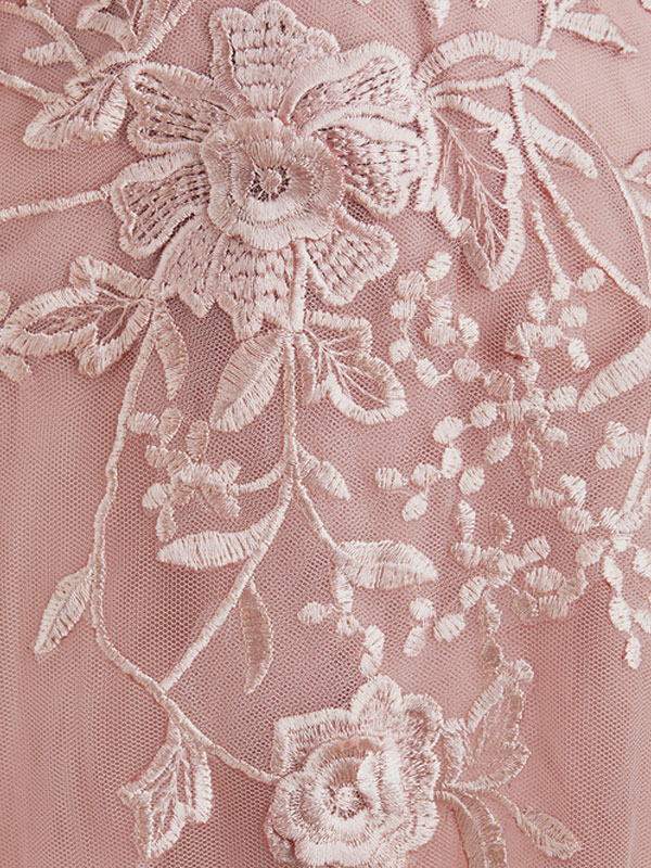 A-Line Scoop Neck Floor-Length Tulle Evening Dress