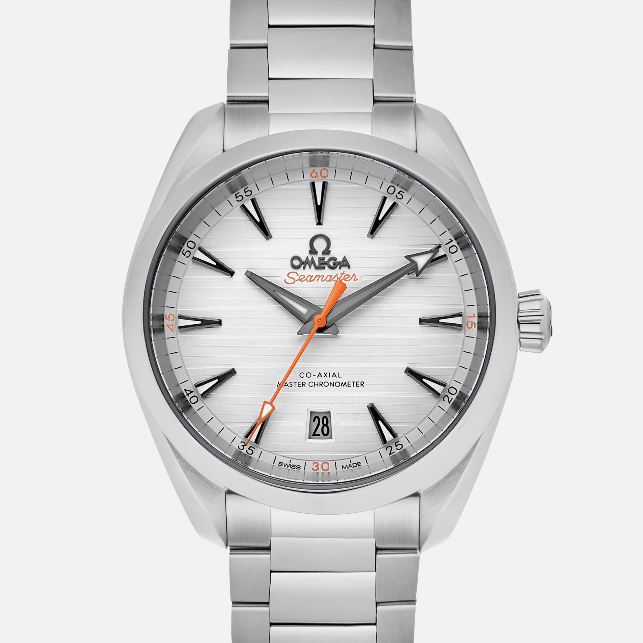 Seamaster Aqua Terra 150M Co-Axial Master Chronometer 41mm White Dial With Orange Accents On Bracelet