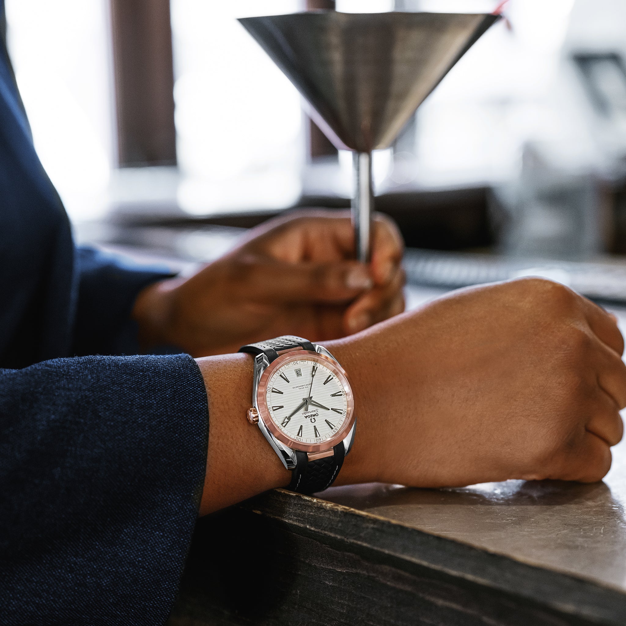 Seamaster Aqua Terra 150M Co-Axial Master Chronometer 41mm In Two-Tone With White Dial On Rubber Strap