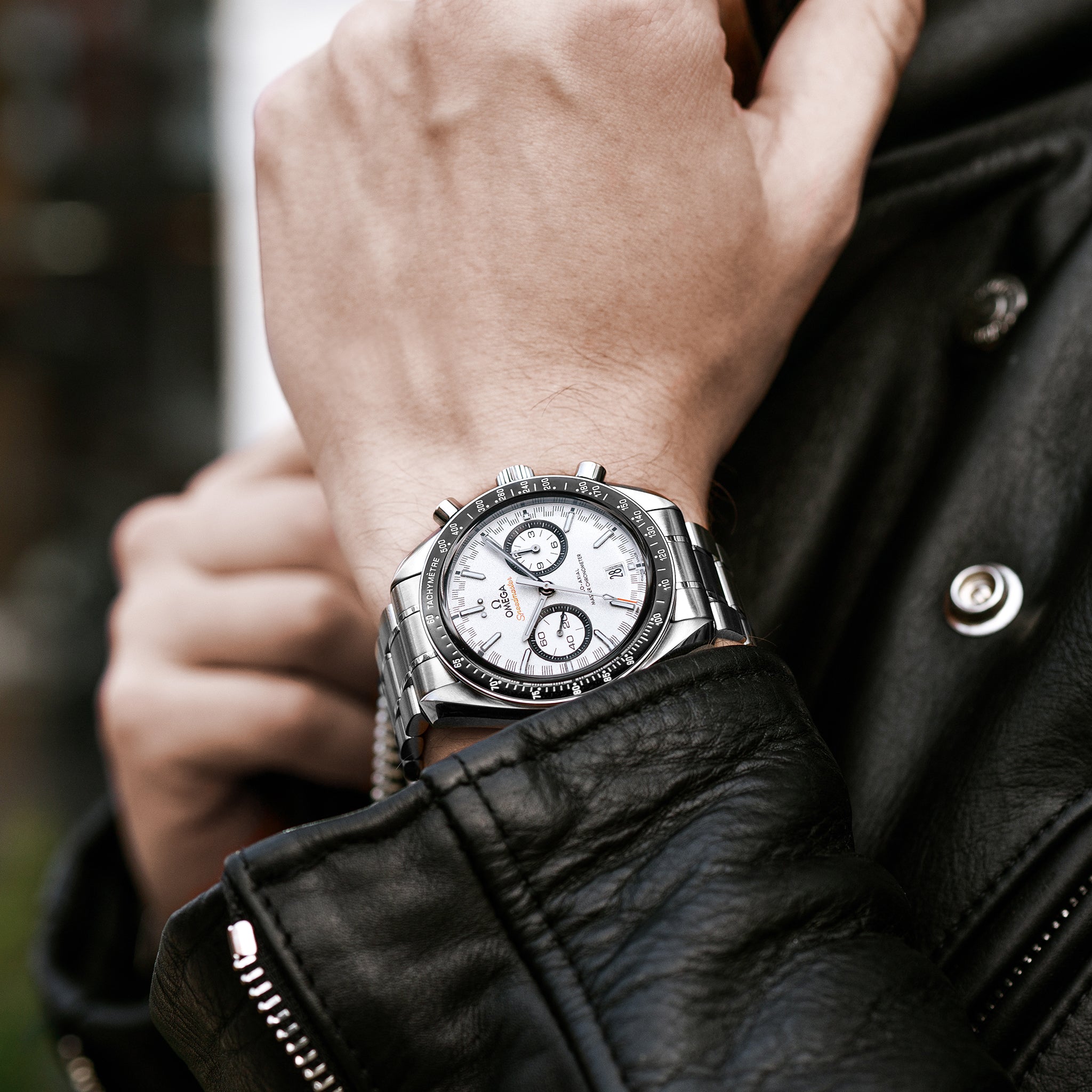 Speedmaster Racing Co-Axial Master Chronometer Chronograph 44.25mm White Dial On Bracelet