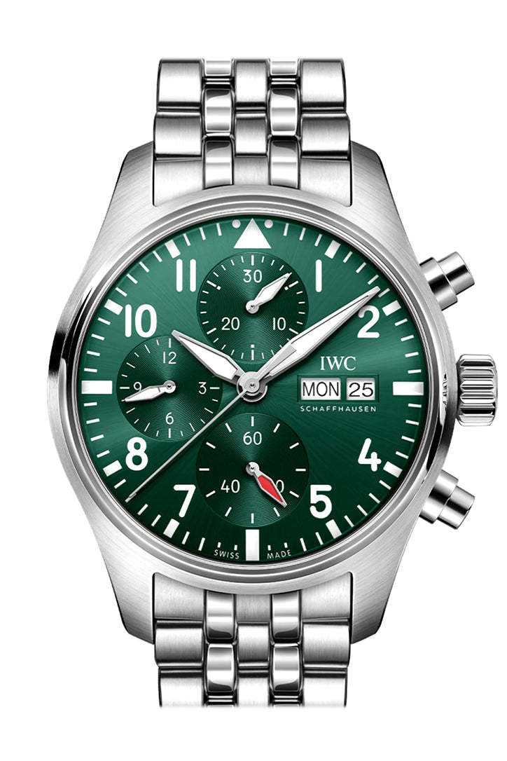 IWC Pilot Chronogragh Green Dial Watch IW388104（12A-Armband）Philipp Huenersdorf