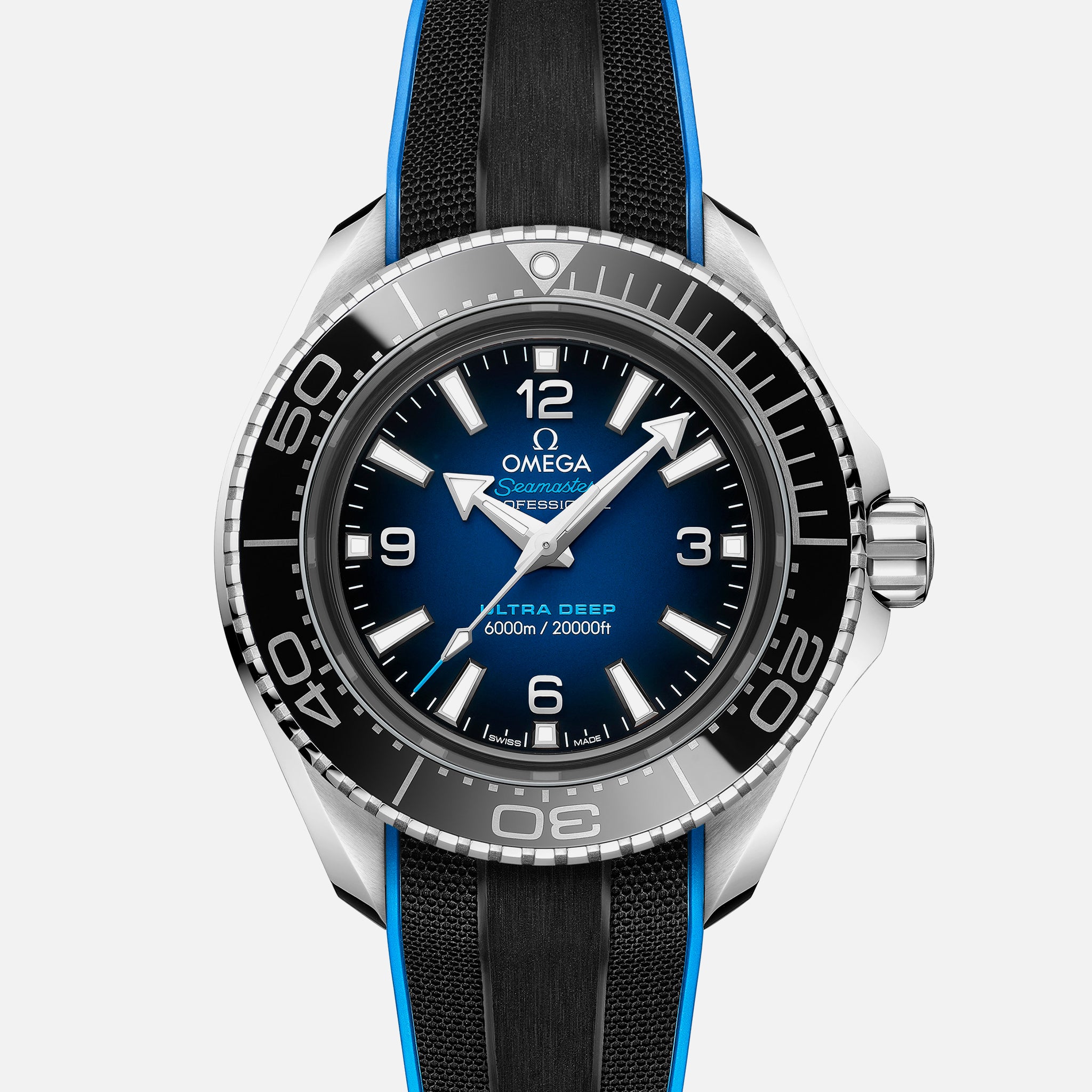 Seamaster Planet Ocean Ultra Deep Professional 6000M Co-Axial Master Chronometer 45.5mm Blue Dial On Rubber Strap