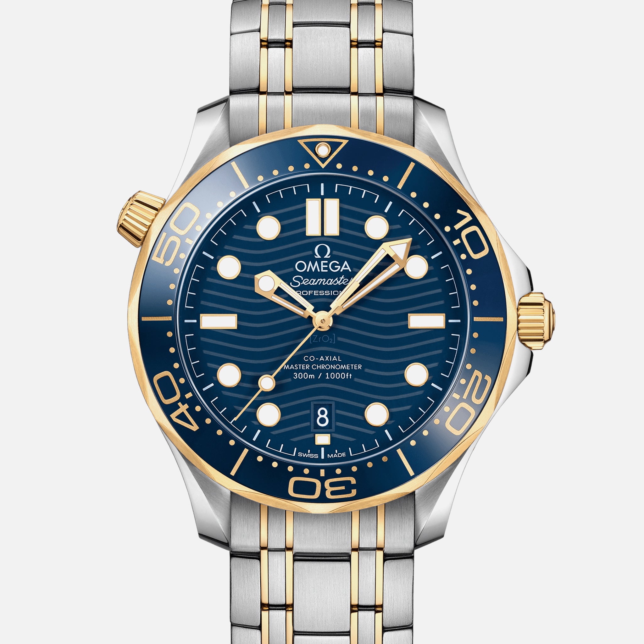 Seamaster Diver 300M Co-Axial Master Chronometer 42mm Two-Tone Yellow Gold Blue Dial On Bracelet