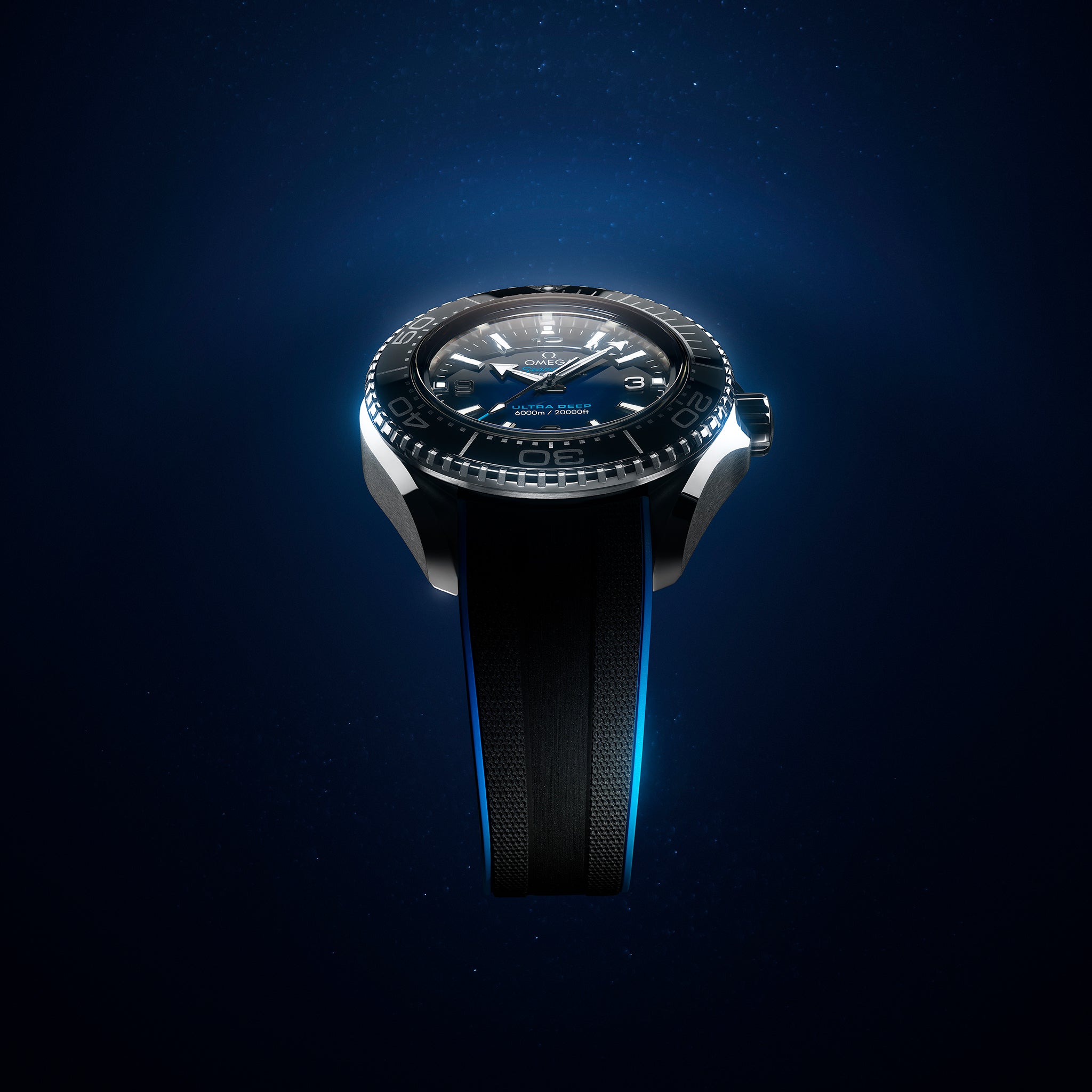 Seamaster Planet Ocean Ultra Deep Professional 6000M Co-Axial Master Chronometer 45.5mm Blue Dial On Rubber Strap