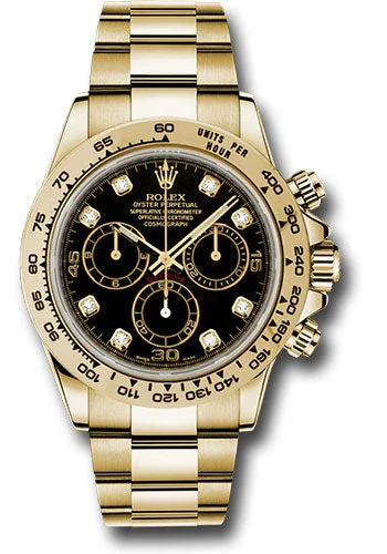 Rolex Yellow Gold Cosmograph Daytona 40 Watch – Black Diamond Dial – 116508 bkd